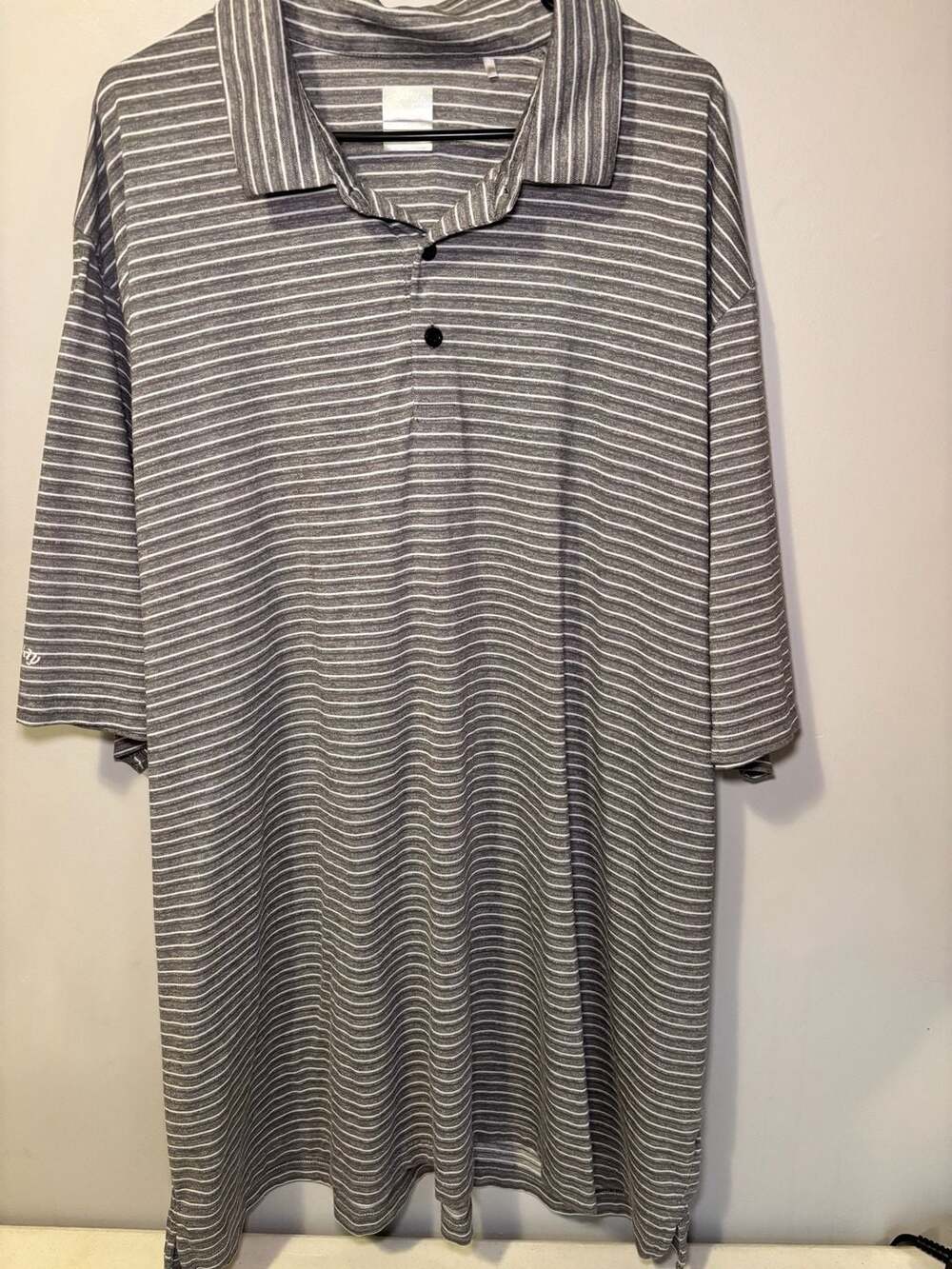 Callaway Opti-Dri Gray White Striped Golf Polo Shirt Men's 4XLT